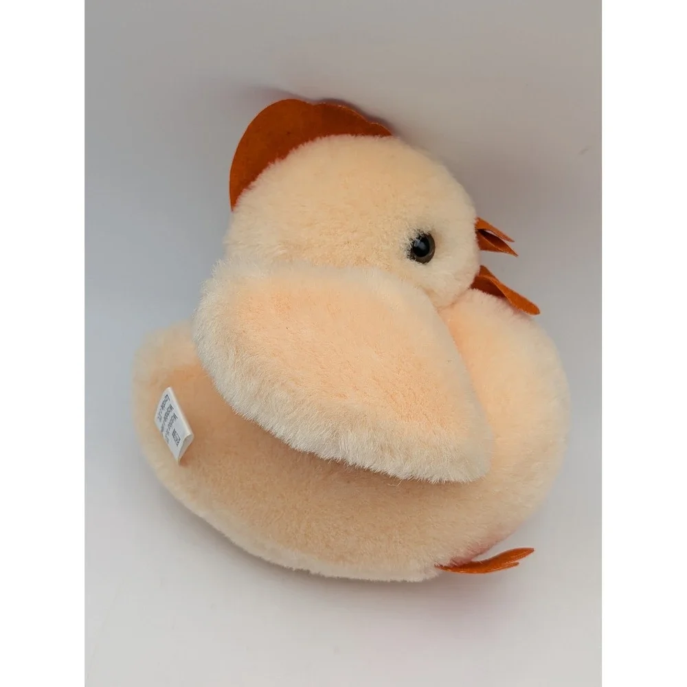 Omi Plusch Plush Chicken Chick Peach‎ Orange Round Chonky Bird Felt Accents